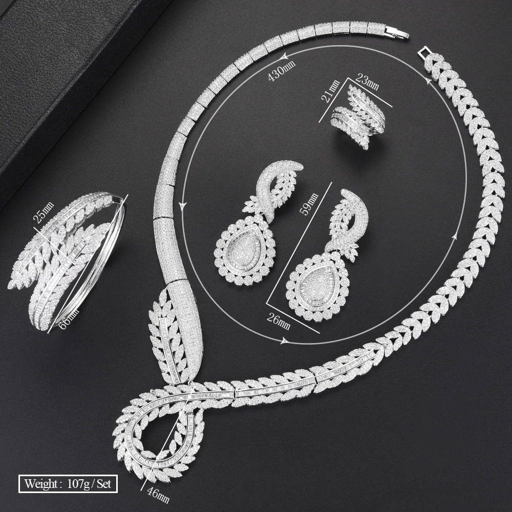 

SISCATHY 2020 Luxury 4PCS Jewelry Sets Bangle Earrings Necklace Ring Accessories Trendy Fashion Jewelry Sets for Women