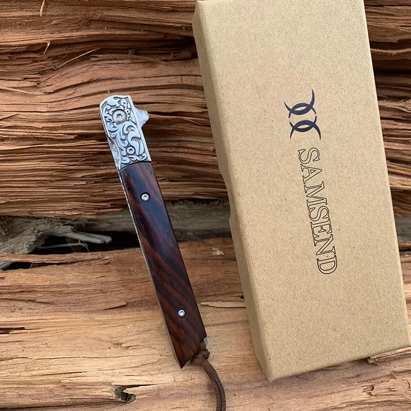 Новый карманный нож из натурального красного сандалового дерева Дамаск VG10