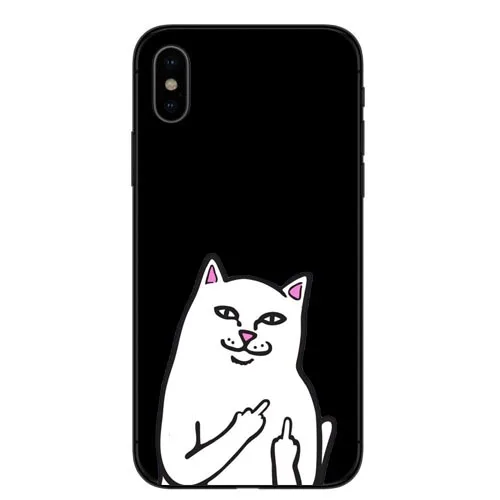 Милый мультяшный средний палец кошка из мягкого силикона чехол для iphone 5 6 7 S SE 8 X XS