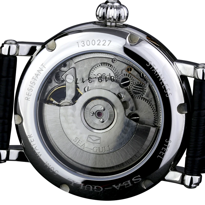 Повседневные автоматические механические водонепроницаемые часы из