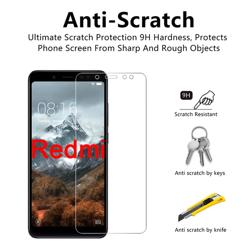 Передняя стеклянная Защитная пленка для смартфонов Xiaomi Redmi 7 6 4 3 Pro 9H HD жесткая 3X 3S