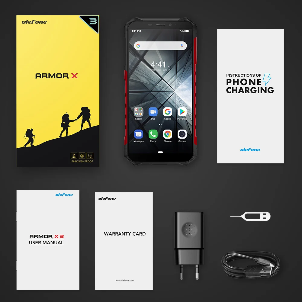 Ulefone Armor X3 прочный водонепроницаемый смартфон 5,5 дюймов Android 9,0 MT6580 2 ГБ 32 ГБ Face ID 8MP 5000 мАч 3g открытый мобильный телефон