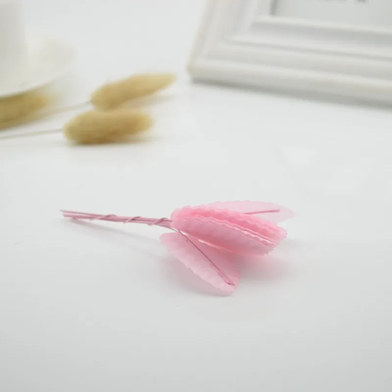 Pink 30 шт. мини нейлоновые шелковые листья в форме листа искусственные цветы для свадебного украшения DIY ВЕНОК подарок Скрапбукинг Ремесло поддельные цветы - Цвет: Pink