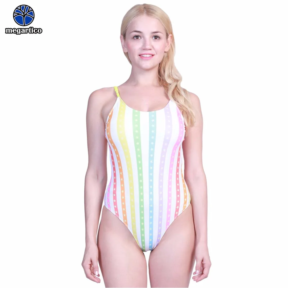 

Megartico swimsuit women one piece 2018 brazilian vintage bandage bodysuit sexy star print female swimwear ladies beachwear