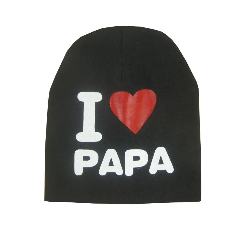 Милая теплая вязаная хлопковая шапочка с надписью I LOVE MAMA/PAPA для маленьких