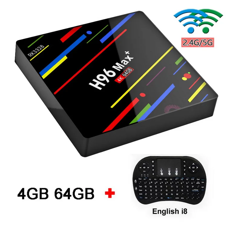 H96 MAX+ Смарт ТВ приставка Android 8,1 RK3328 4 Гб 64 Гб приставка HDR10 USB3.0 2,4G/5G WiFi 4K H.265 HD Смарт медиаплеер - Цвет: 4 64G add English i8