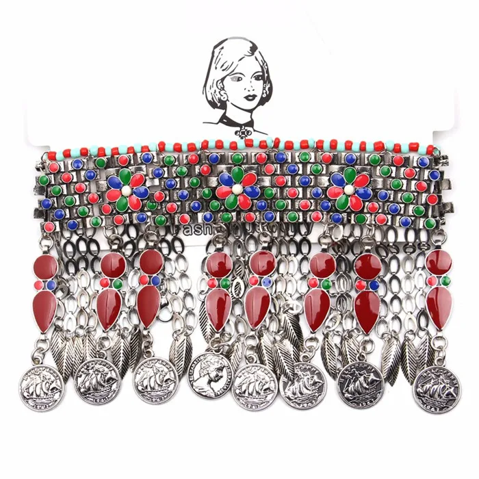 1059-Red Choker Necklaces For Women Collier Femme Pendant Collar Statement Bijoux Fashion Jewelry Chocker Maxi Boho Vintage Necklace - Окраска металла: 1059-Red