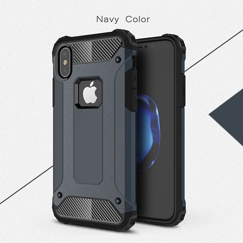 Тёмно-синий Роскошный противоударный чехол для iPhone XS Max XR X 8 7 6 5 s 5S 6s plus 6plus 7plus 8plus бронированный чехол для задней панели сотового телефона корпус бампер - Цвет: Тёмно-синий