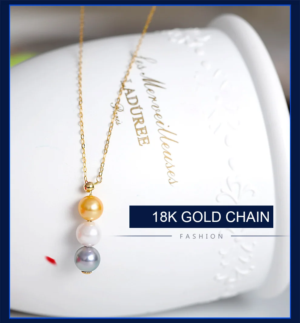 YS 18 K ТВЕРДОЕ ЗОЛОТО Настоящее японское Akoya 6-7 мм Жемчуг 45 см регулируемая цепочка ожерелье юбилей ювелирные изделия
