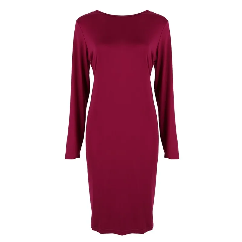 

Bodycon Sheath Dress Little Black Long Sleeve Party Dresses Women Clothing Back Full Zipper Robe Sexy Femme Pencil Tight Dress