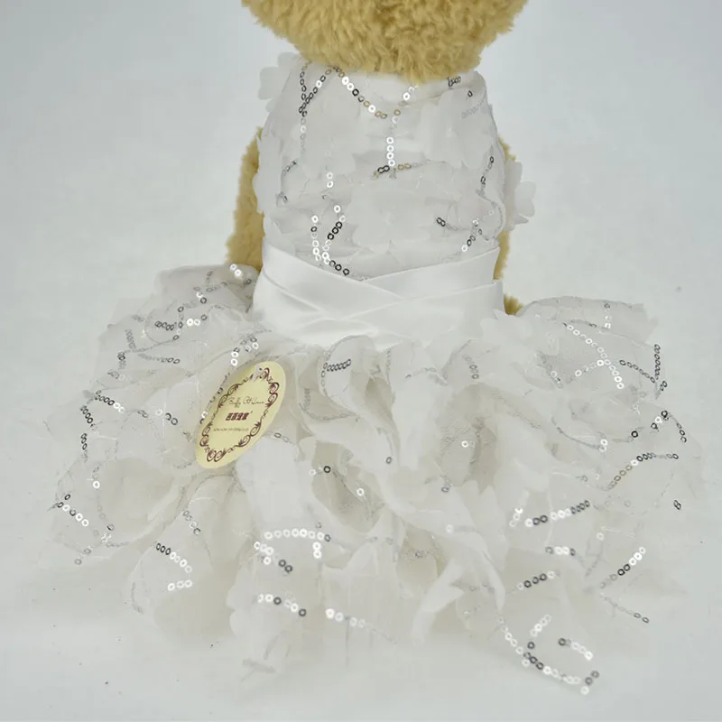 Шикарное белое кружевное роскошное платье для собак и щенков юбка пачка кошек