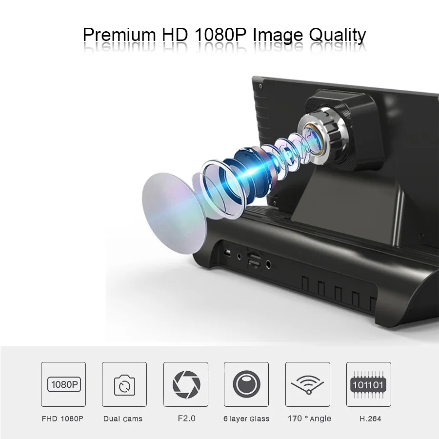 Автомобильный видеорегистратор TOPSOURCE 1080P 8 &quot Android 5 1 4G Wi Fi камера парковки