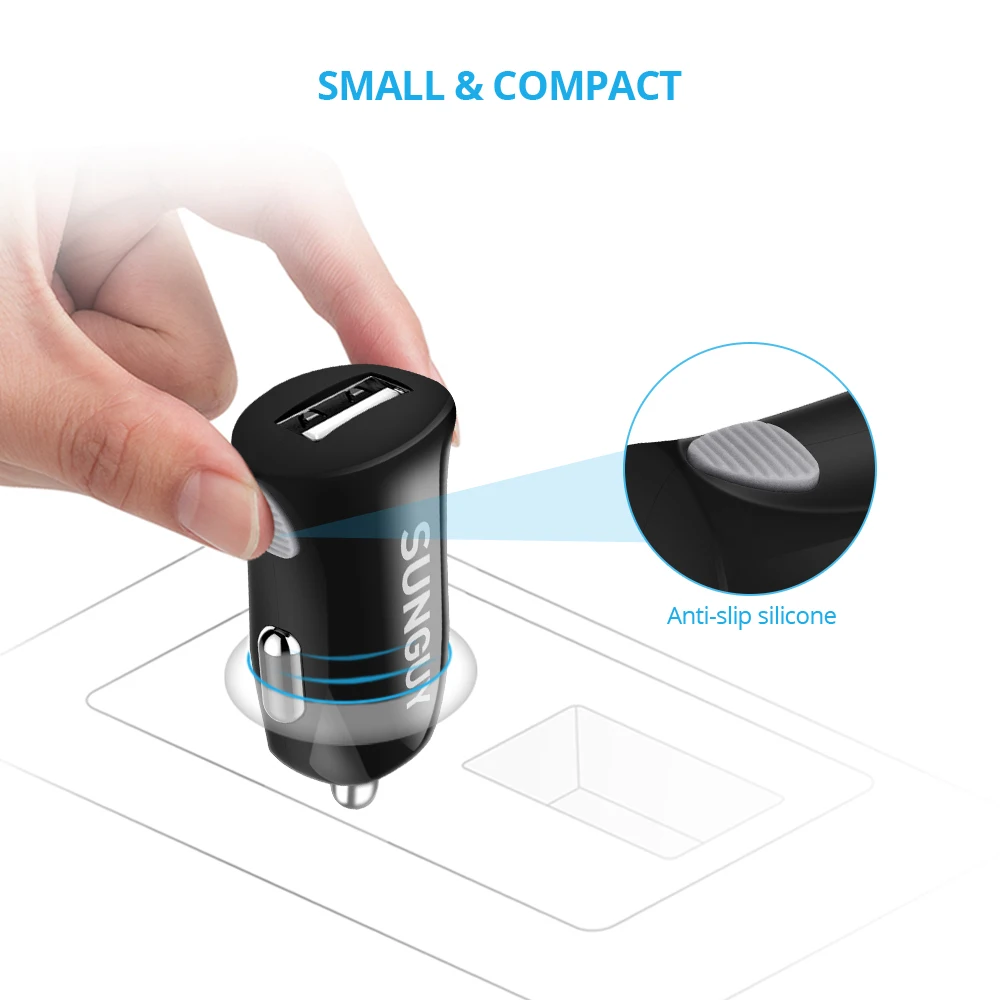 SUNGUY Mini USB Автомобильное зарядное устройство адаптер 2.1A для мобильного телефона