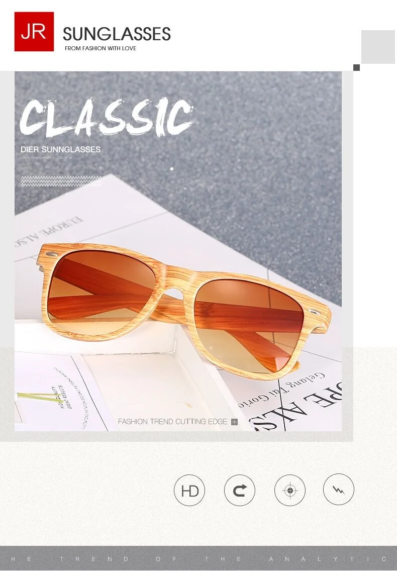 Fashion Square Sunglasses Women Designer Luxury Man/Women Black Sun Glasses Male Female Classic Vintage Imitation Wood Grain