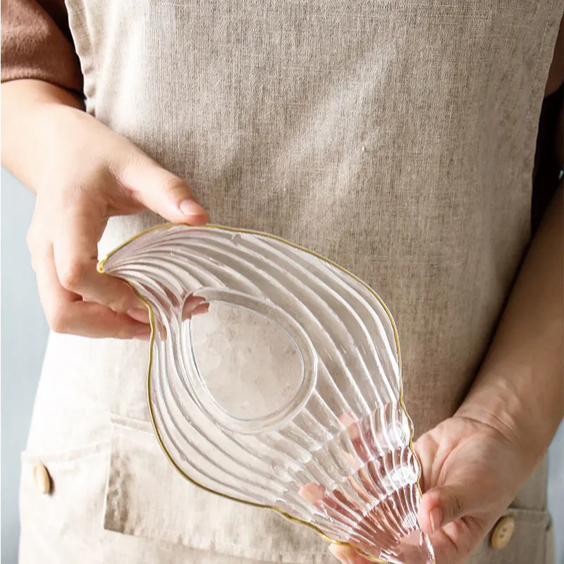 Ins style Phnom Penh glass tableware creative marine series plate sushi candy salad dessert conch plate