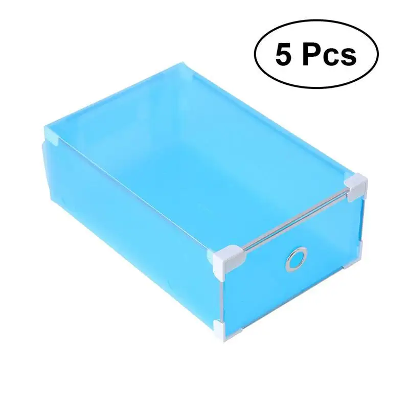Blue OUNONA 5 шт. коробка для обуви прозрачный пластиковый ящик для хранения обуви Органайзер для женщин девочек(оранжевый - Цвет: Blue