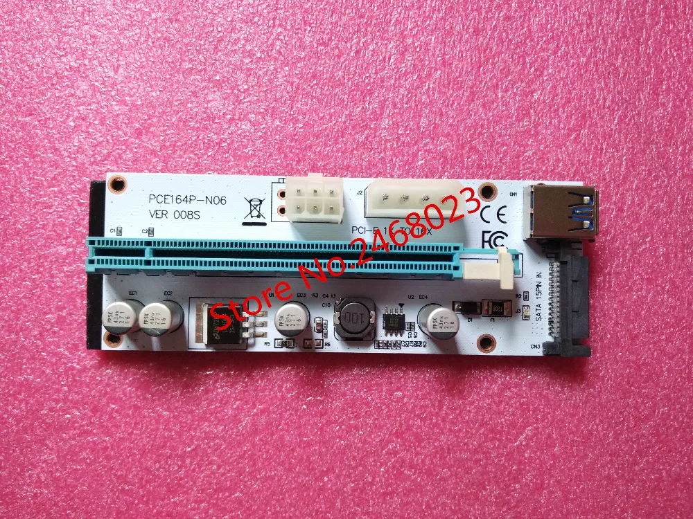 Плата расширения VER008S 3 в 1 Molex 4Pin SATA 6PIN PCIE PCI E Express кабель 1x до 16x USB 0 для майнинга BTC 10