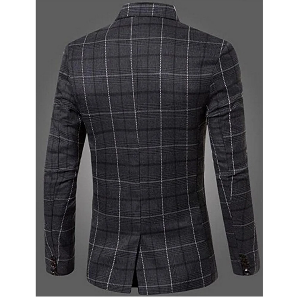 Gresanhevic новый Мужская мода в клетку с длинными рукавами Slim Fit одной One Button Blazer