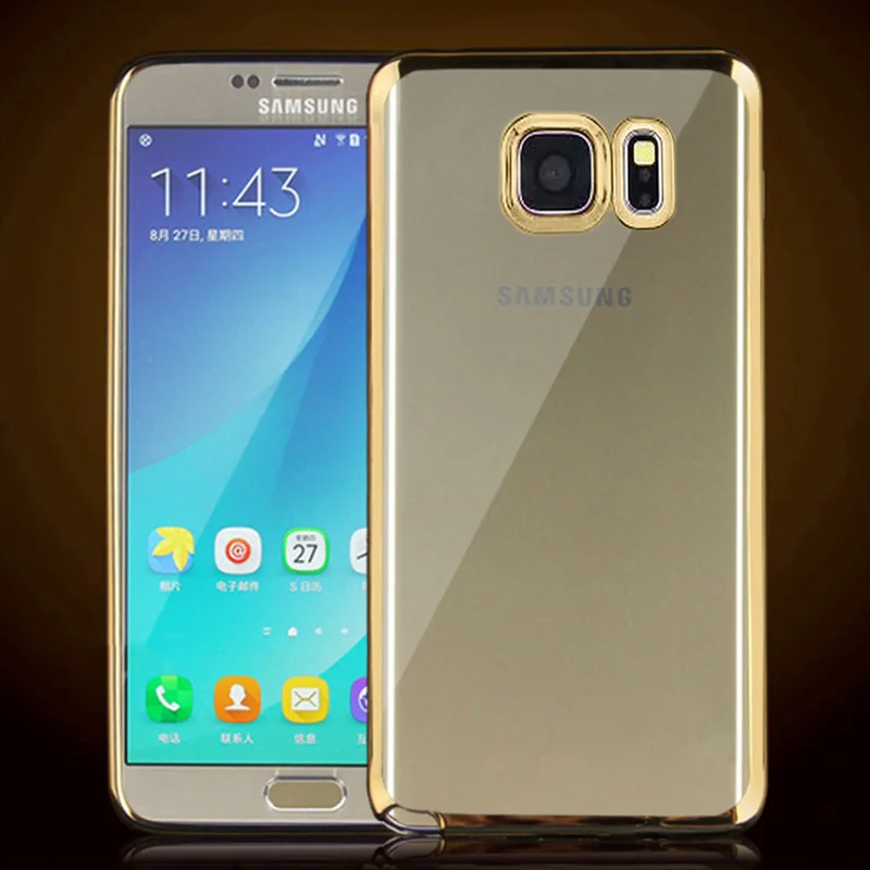 Чехол для Samsung Galaxy Note 5 N9200 мягкий тонкий прозрачный бампер из ТПУ с покрытием
