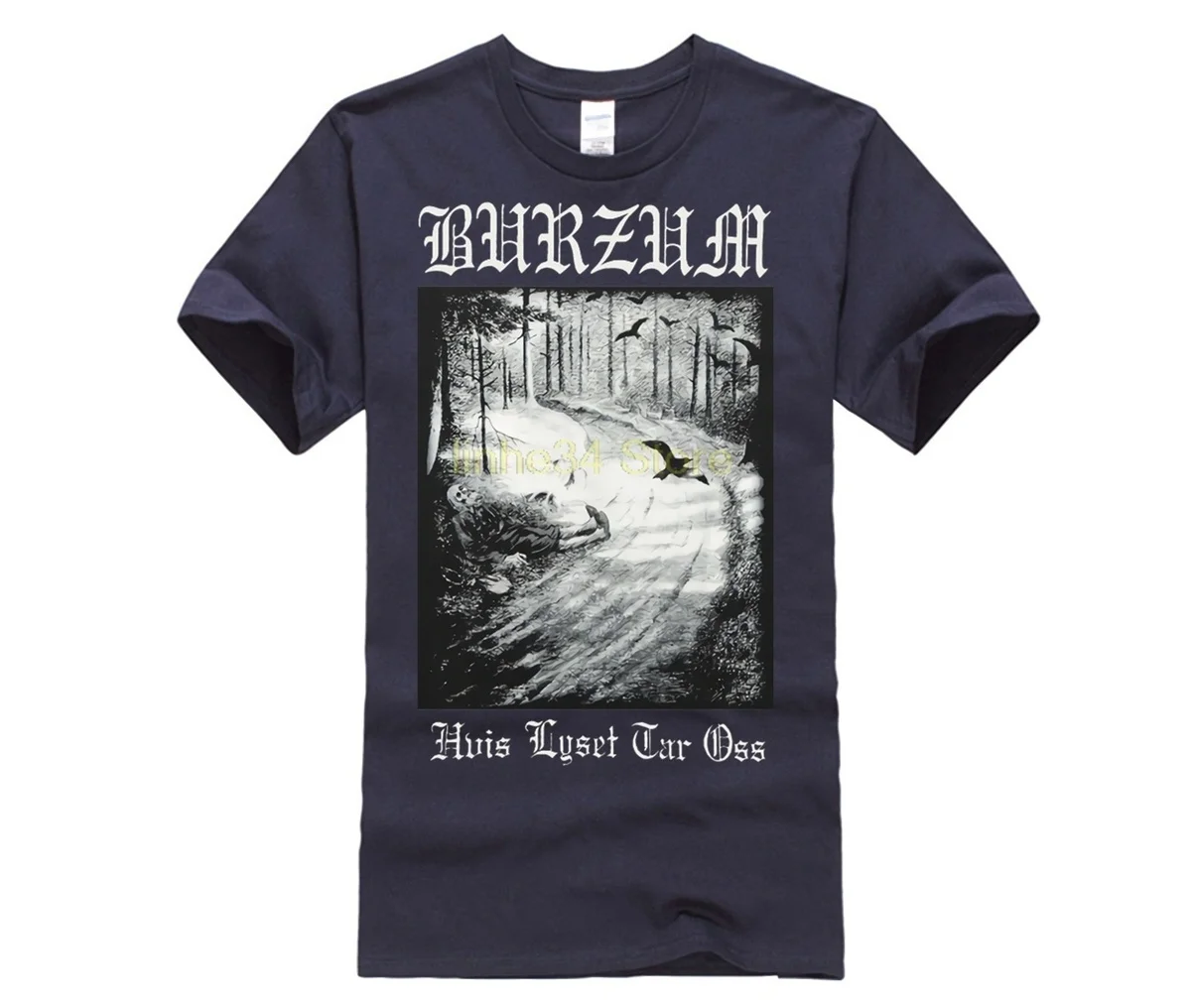 O-neck Hipster Tshirts Burzum Hvis Lyset Tar Otshirt Black Short Sleeve Men's T-shirt ( Bem166 ) Casual Cotton | Мужская одежда