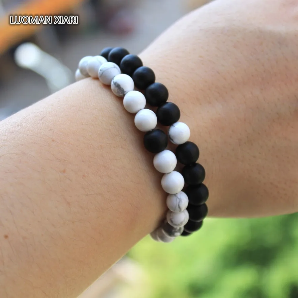 Оптовая продажа натуральные матовые черные бусы Howlite из камня Агата 2 шт./компл.