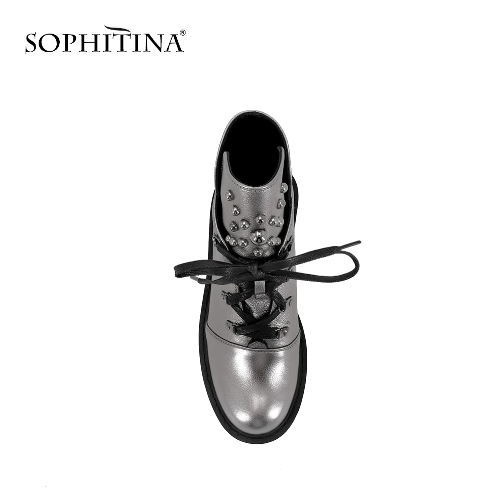 Женские ботильоны на шнуровке SOPHITINA теплые короткие плюшевые ботинки из воловьей