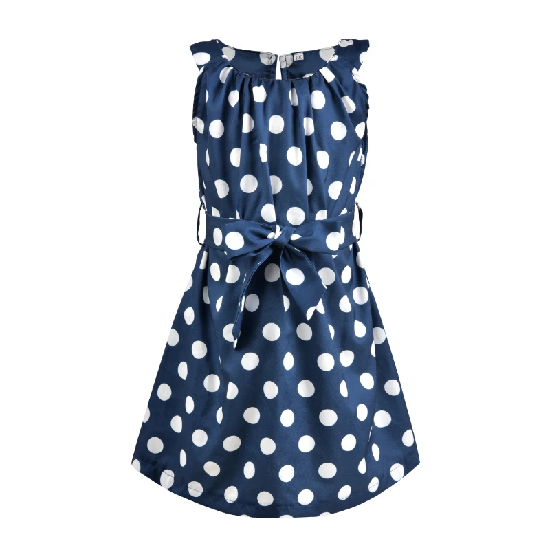Летнее Детское хлопковое платье в горошек без рукавов с принтом для маленьких