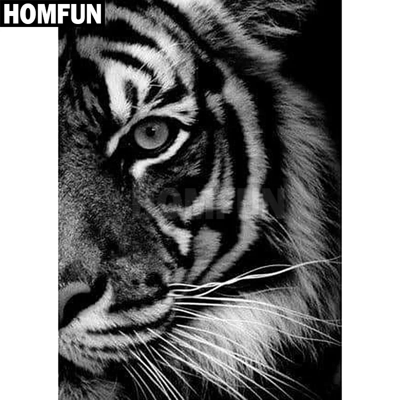 HOMFUN полная квадратная/круглая дрель 5D DIY Алмазная картина "Животные тигр" 3D вышивка крестиком 5D домашний декор A00206
