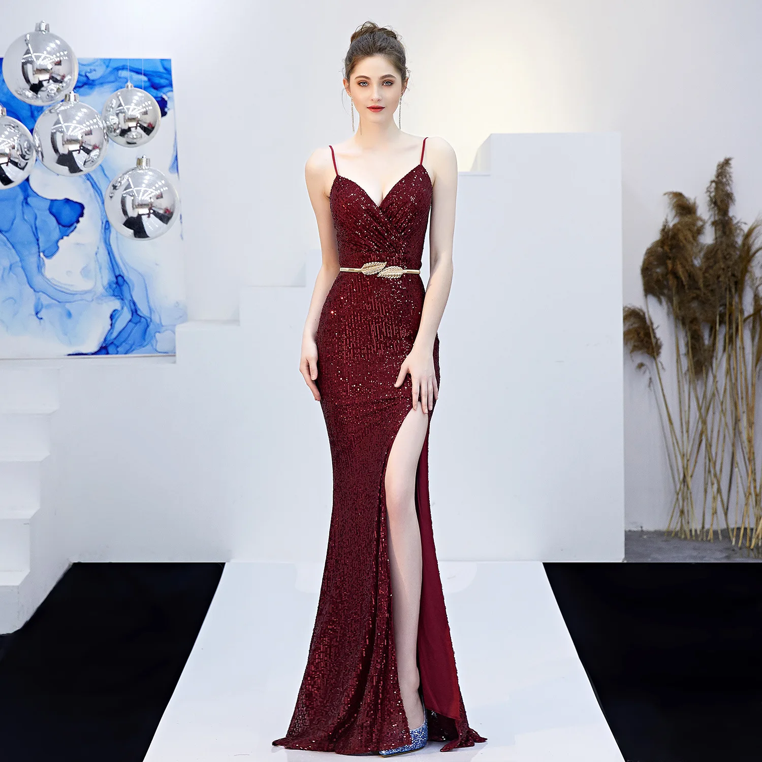 Роскошные вечерние платья-русалки 2019 официальное женское платье с разрезом и