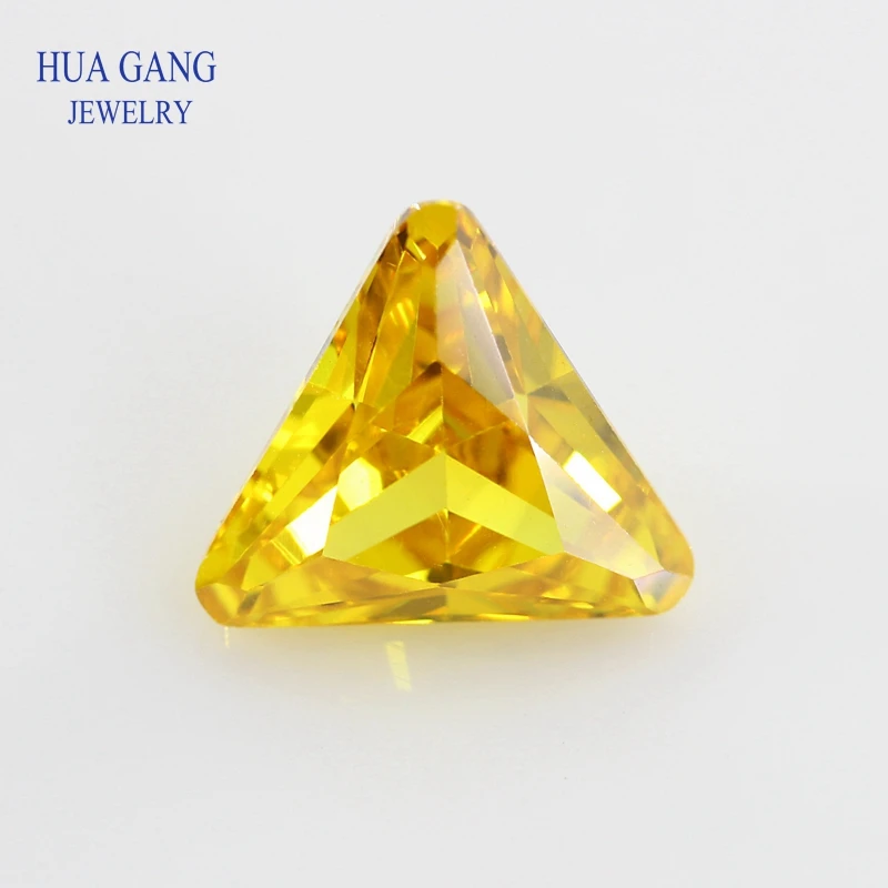 

Golden Yellow Triangle Cut Corner Shape Cubic Zirconia Brilliant Cut Loose CZ Stone Synthetic Gems Beads For Jewelry 3x3-10x10mm