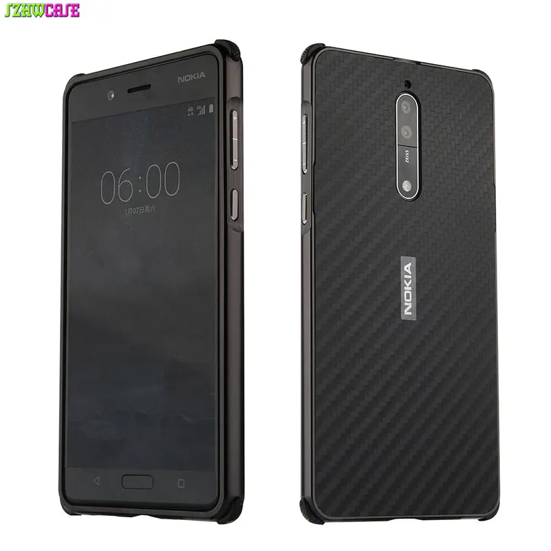 Роскошное Гальванопокрытие металлический бампер для Nokia 8 чехол противоударный PC задняя крышка чехол для телефона из углеродного волокна для Nokia 8(5,3 дюйма