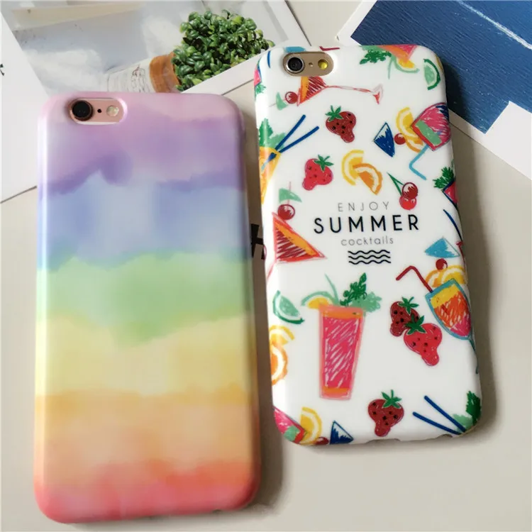 Наслаждайтесь Летом Клубника Корея Мягкие TPU IMD Тощий Чехол Для iphone 6/6 plus Тело