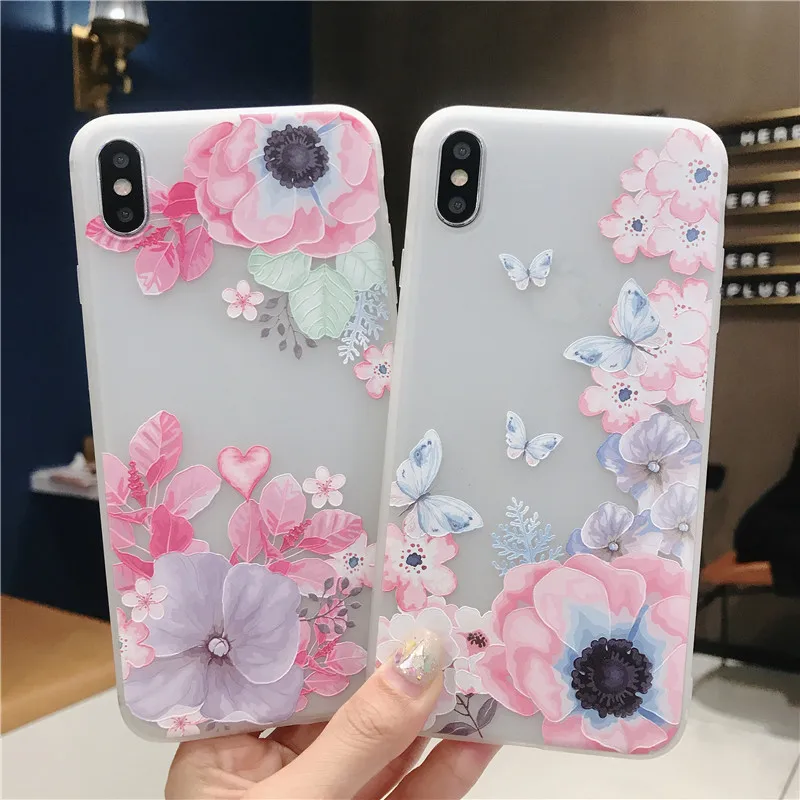 Мягкие силиконовые в форме цветка Чехлы для телефона iPhone XS Max XR X чехол Прозрачный