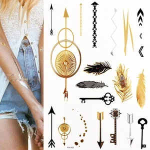 Временные татуировки, татуировки хной, металлические серебряные и золотые татуировки, бохо, татуировки для тела для женщин и детей