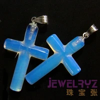 5pcs 2020 new arrival beautiful fashion natural opal cross pendants charms stone for necklace making jewelry pendant classic