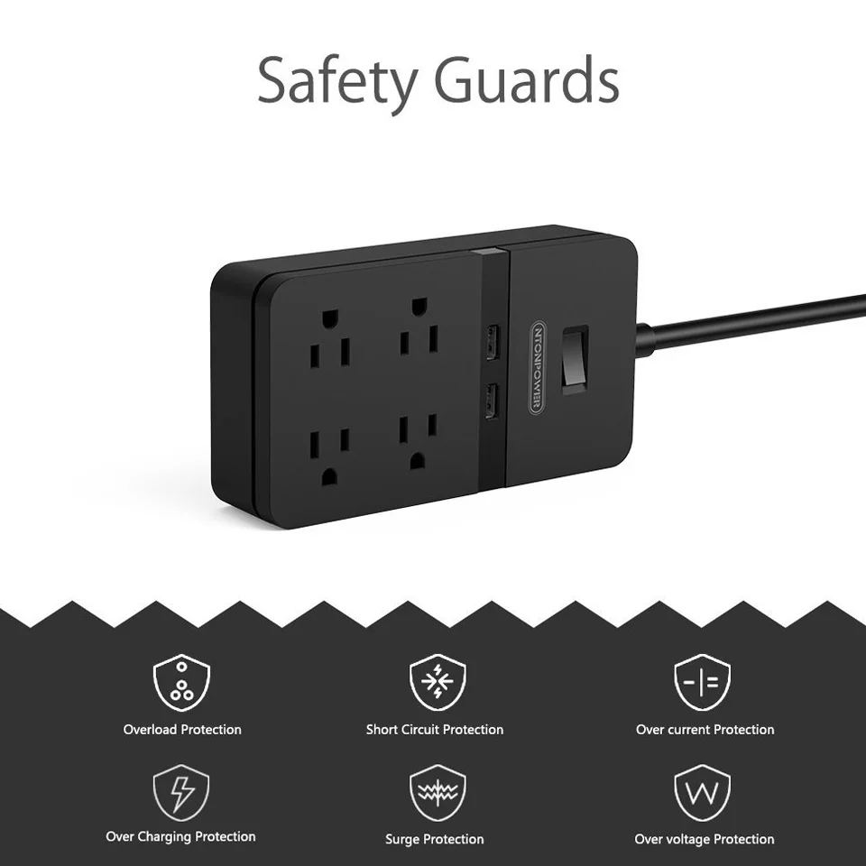 NTON POWER FPC USB удлинитель питания защита розетки от скачков напряжения 4 выхода 2 usb