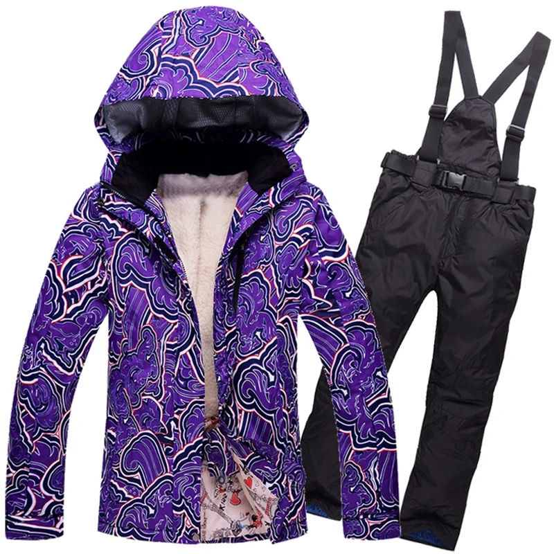 Женский зимний костюм с теплым наполнителем из хлопка лыжные куртки и комбинезон