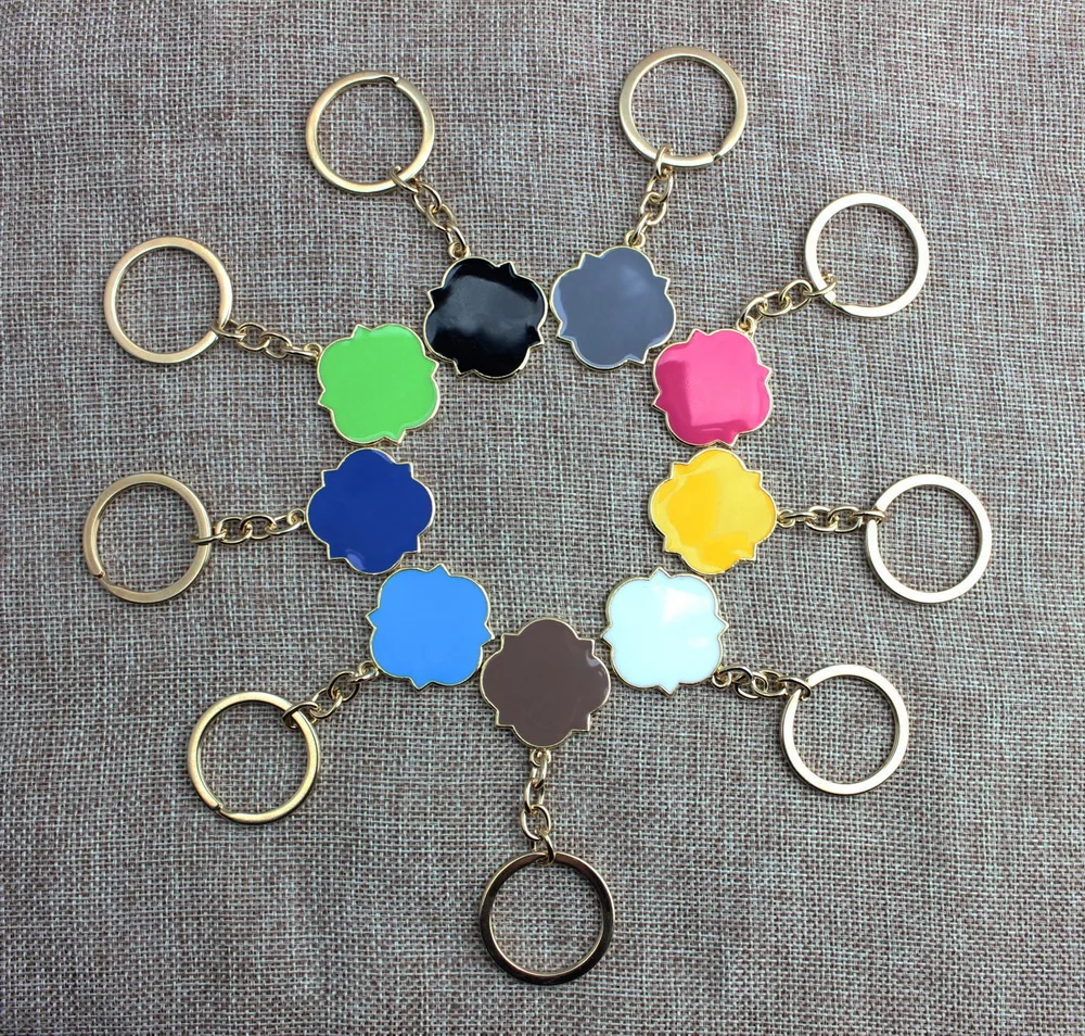 

Enamel Disc Monogram Blanks Keychain Creatively Enamel Disc Key Chain Fasion Monogram Enamel Clover Disc Key Ring Mom Gift