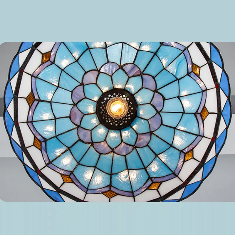Подвесная лампа Tiffany в средиземноморском стиле из разноцветного стекла для
