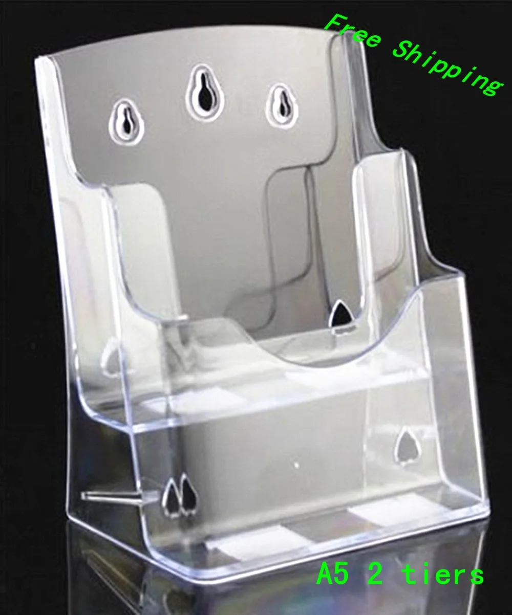 

Clear A5 2 Tiers Plastic Acrylic Brochure Literature Pamphlet Display Holder Racks Stand To Insert Leaflet 40pcs