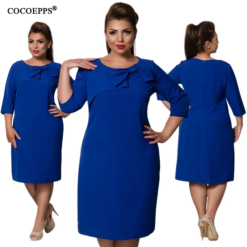 COCOEPPS 6XL платье большого размера красное женское осеннее плотное платье размера плюс женская офисная одежда элегантное свободное платье три четверти