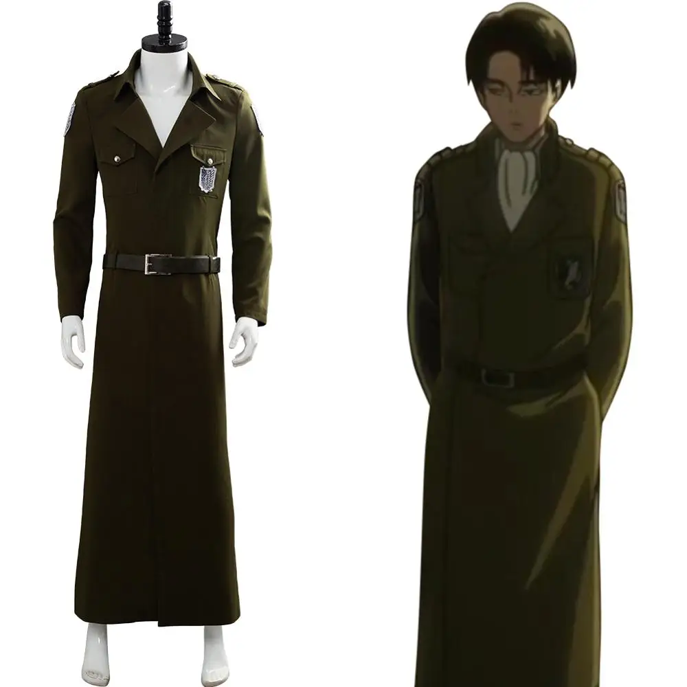 

Attack on Titan Cosplay Levi Costume Scouting Legion Soldier Eren Trench Coat Jacket Adult Men Women Halloween Carnival Clothing