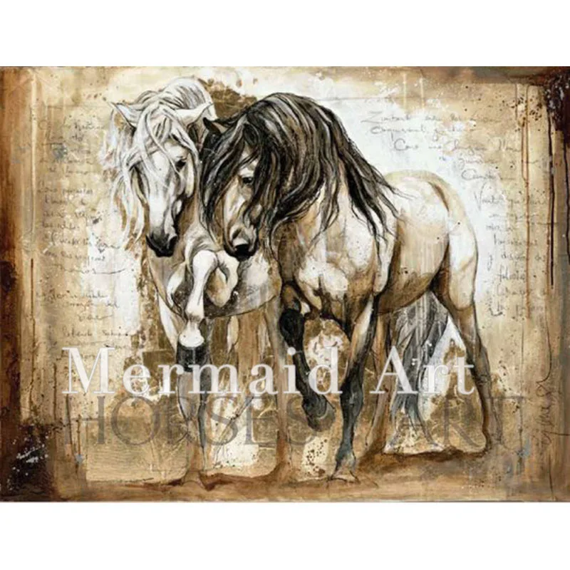 Hand Painted art Oil Paintings Animal abstract Home Decoration rainbow horse Painting On Canvas For living Room Artwork | Дом и сад