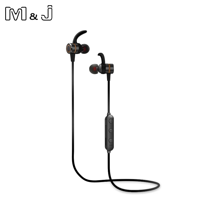 Золотой M& J, Металлические Магнитные Bluetooth наушники, устойчивые к поту, беспроводные наушники, TF карта, наушник, стерео Bluetooth 5 гарнитура для Xiaomi iPhone - Цвет: Золотой