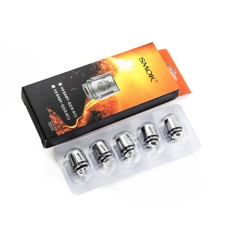 100% SMOK V8 маленьких Q2 двухъядерный 0.4ohm/0.6ohm Baby сменная катушка для 3 мл TFV8 большой