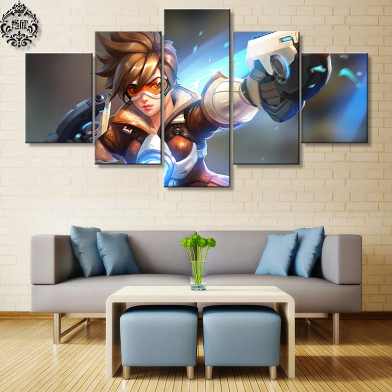 Картина стены "Overwatch Tracer" для домашнего украшения жилой комнаты, модерн.
