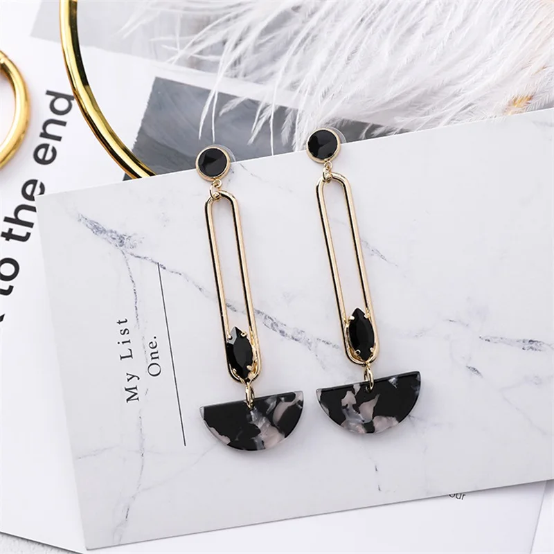 2019 корейский новый леопард сшивание геометрический веер форма серьги Модные