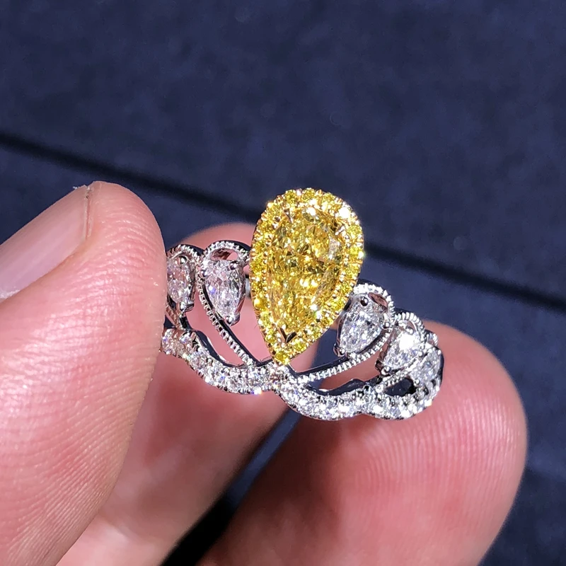 Кольцо с бриллиантом Moissanite розовое золото 18 К 750 пробы 1 карат | Украшения и