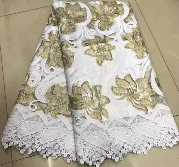 Африканская французская кружевная ткань Африканская кружевная ткань, гипюр кружевная ткань с камнем 5 ярдов нигерийские кружевные ткани для платья ZQ-A134