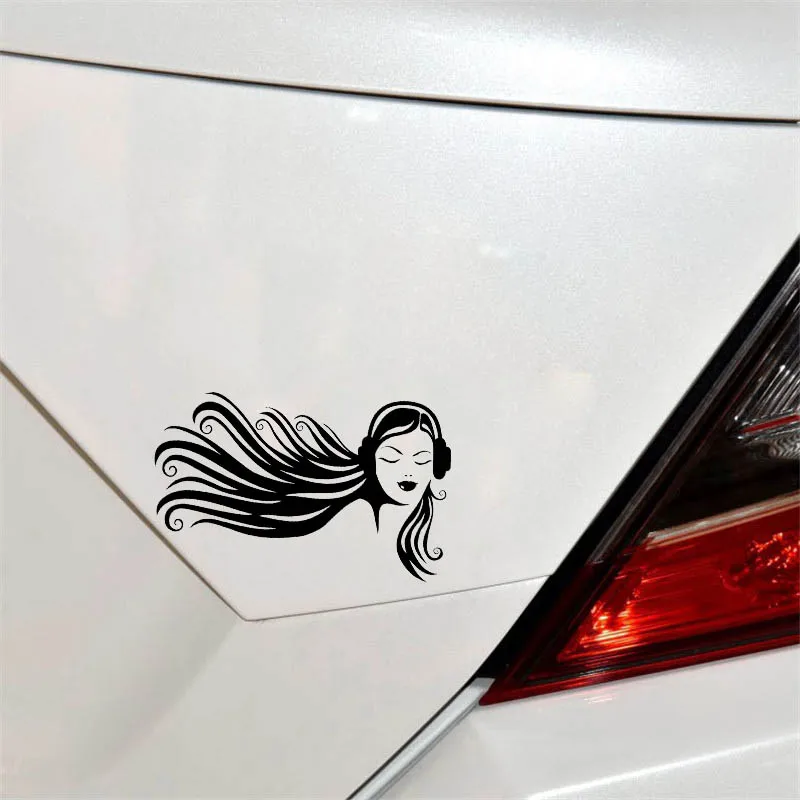 

YJZT 15*11.1CM Modern Love Music Girl Fashion Cool Style Car Sticker Black/Silver Vinyl Decal Silhoutte Design C20-1005